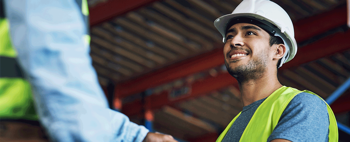 Contractor shaking hands.